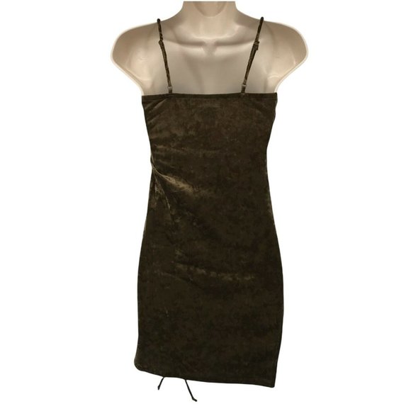 Wild Fable Womens Sleeveless Velvet Ruched Olive Green Bodycon Dress Choose Size - Picture 3 of 11